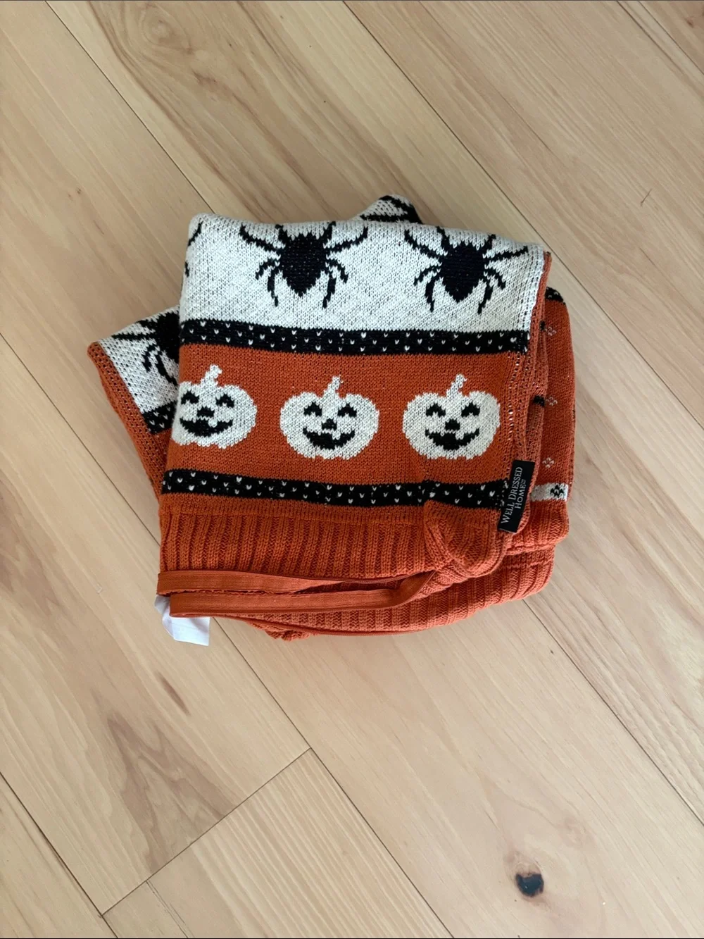 NWOT 2 Halloween Orange Knit Decorative Pillow Cases pure cotton 20x20 Inches